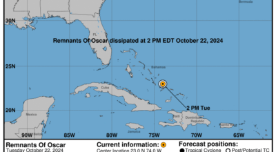 Latest on Remnants of Oscar: Tuesday, Oct 22 update from the National Hurricane Center