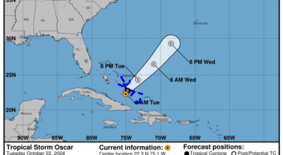 Latest on Tropical Storm Oscar: Tuesday, Oct 22 update from the National Hurricane Center