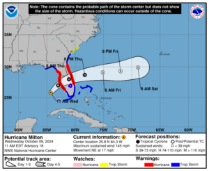 Latest update from the National Hurricane Center on Category 4 Hurricane Milton for Wednesday, Oct 9