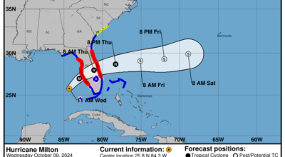 Latest update from the National Hurricane Center on Category 4 Hurricane Milton for Wednesday, Oct 9