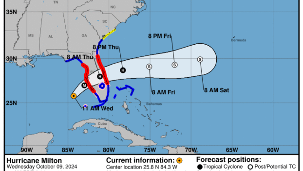 Latest update from the National Hurricane Center on Category 4 Hurricane Milton for Wednesday, Oct 9