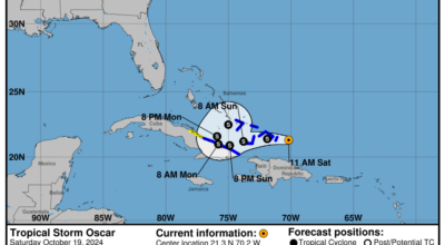 Saturday, Oct 19: Latest update on Tropical Storm Oscar from the National Hurricane Center