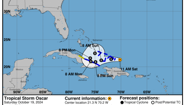 Saturday, Oct 19: Latest update on Tropical Storm Oscar from the National Hurricane Center