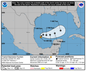 Saturday, Oct 5 update: Latest on the Tropical Depression from the NHC