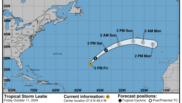 Tropical Storm Leslie: Friday, Oct 11 status update from the National Hurricane Center