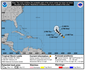 Tropical Storm Leslie: Tuesday, Oct 8 update from the National Hurricane Center on latest developments