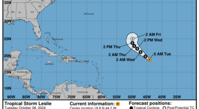 Tropical Storm Leslie: Tuesday, Oct 8 update from the National Hurricane Center on latest developments