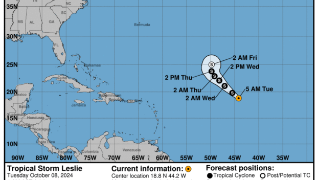 Tropical Storm Leslie: Tuesday, Oct 8 update from the National Hurricane Center on latest developments