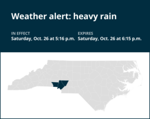 Update: Prepare for heavy rain in central North Carolina Saturday evening