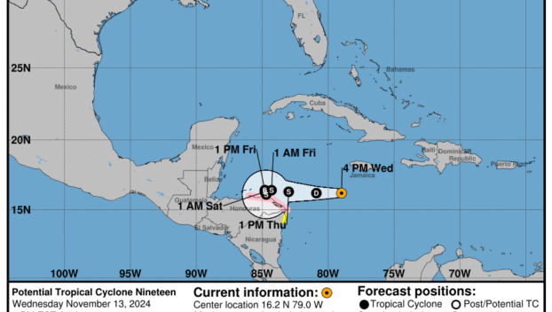 Latest on the Potential Tropical Cyclone: Wednesday, Nov 13 update from the NHC