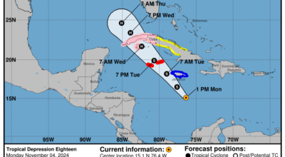 Monday, Nov 4: National Hurricane Center's update on the Tropical Depression