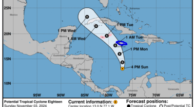 Progress report on the Potential Tropical Cyclone: Sunday, Nov 3 update from the NHC