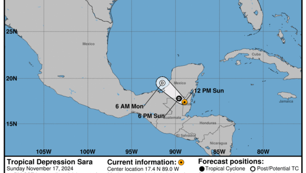 Progress report on Tropical Depression Sara: Sunday, Nov 17 update from the NHC