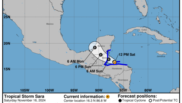 Saturday, Nov 16 update from the National Hurricane Center: Latest on Tropical Storm Sara