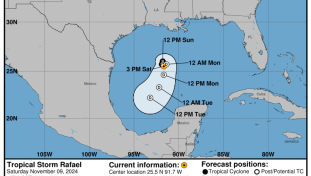 Saturday, Nov 9 update from the NHC: Latest on Tropical Storm Rafael