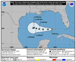 Thursday, Nov 7: National Hurricane Center's update on Category 2 Hurricane Rafael