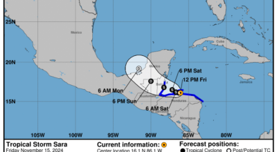 Tropical Storm Sara: Friday, Nov 15 progress report from the National Hurricane Center