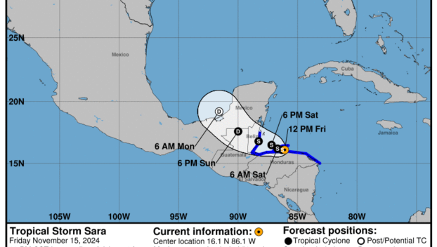 Tropical Storm Sara: Friday, Nov 15 progress report from the National Hurricane Center