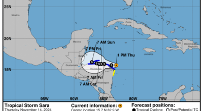 Tropical Storm Sara: Thursday, Nov 14 update from the NHC on latest developments