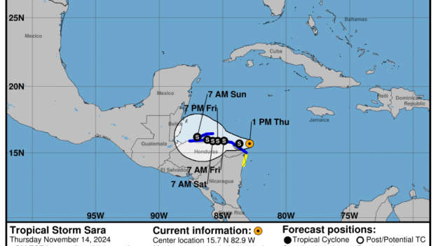 Tropical Storm Sara: Thursday, Nov 14 update from the NHC on latest developments