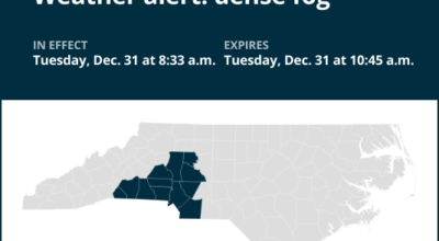 Be prepared for dense fog in central North Carolina Tuesday morning