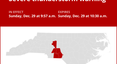 Update: Thunderstorms with damaging winds in central North Carolina Sunday