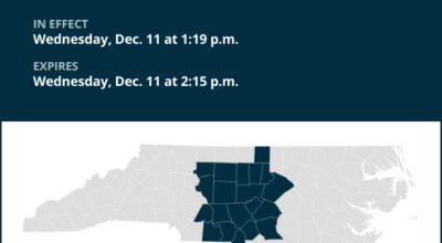 Update: Weather alert for gusty showers in central North Carolina Wednesday afternoon