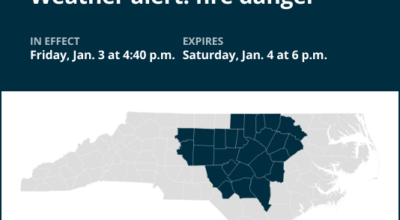 Prepare for fire danger in central North Carolina until Saturday evening