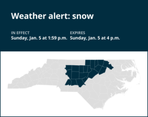 Prepare for snow in central North Carolina early Sunday evening