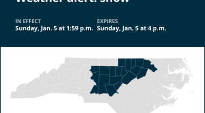 Prepare for snow in central North Carolina early Sunday evening