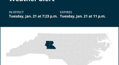 Special weather statement issued for central North Carolina until Tuesday night