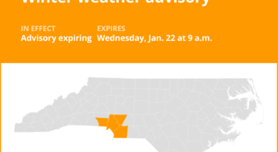 Update: The winter weather advisory is predicted to expire at 9 a.m.