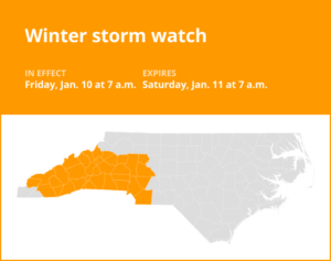 Update: Winter storm watch issued for central North Carolina for Friday and Saturday