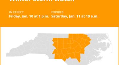 Winter storm watch issued for central North Carolina for Friday and Saturday